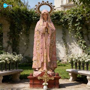 Estatua de Nuestra Señora de Fátima de Mármol Religiosa Hecha a Mano con Diseño Asiático para Villa y Jardín - Product Image 4