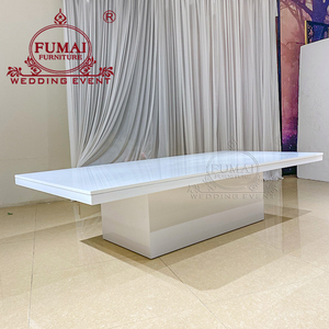 Table de salle à manger rectangulaire en MDF blanc pour fêtes, mariages, événements, meubles commerciaux, table de banquet - Product Image 6