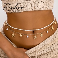 Chaîne de taille en perles de riz Série Océan pour femme, avec pendentif coquillage et étoile de mer, chaîne de corps sexy, bijoux d'été