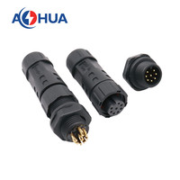 AHUA Fiche électrique de signal à 8 broches M12 circulaire en plastique mâle montée sur panneau vers prise femelle Connecteur de câble d'assemblage Prise IP68