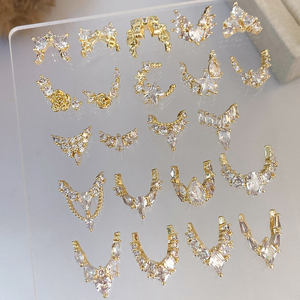 Breloques de luxe ruban d'or bague française bijoux pour ongles Zircon 3d Nail Art pendentif pour Salon de beauté - Product Image 3