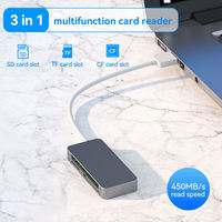 Lector de Tarjetas SD/TF/CF Externo Portátil USB 3.0 Tipo C con Carcasa de Aluminio para PC/Mac y Soporte para Múltiples Discos