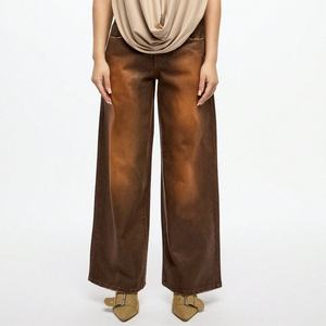 Pantalones Anchos de Mezclilla de Cintura Alta, Estilo Vintage, de Buena Calidad OEM, para Mujer, Moda Contemporánea - Product Image 1