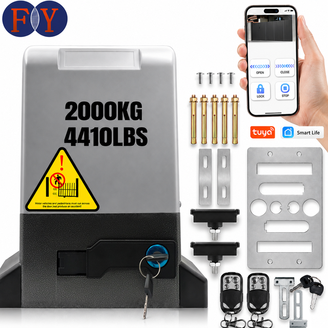 Smart WiFi 1200W 2000Kg 4400Lbs Magnetic Limit Sliding Gate Opener Motor Set AC 220V Electric Door Operator With 2 Remotes