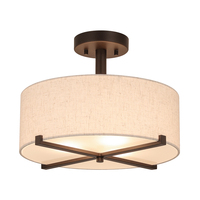 US Livraison gratuite tissu Semi affleurant plafonnier décoratif intérieur moderne rond Villa hôtel cuisine salle à manger suspension