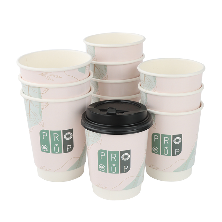 Custom Printing Pattern Disposable Insulated Double Walled Hot Drink Paper Coffee Cup With Lids