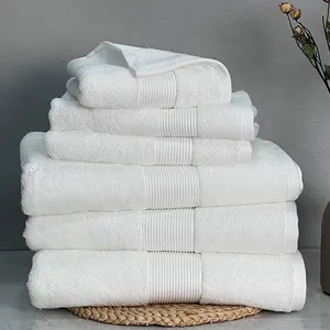 Luxury 100% Egypt cotton hotel satin jacquard logo Towel sets top quality White Bath Towel Face Cloths Towel