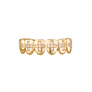 Las Mejores Joyas de Moda Hip Hop para Raperos: Grillz de Dientes con Zirconia Iced Out en Cruz Superior e Inferior para Hombres - Product Image 6