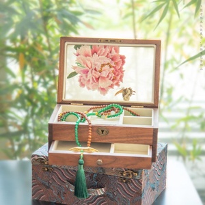 Petite boîte à bijoux en bois brodée Su - Mini ICH Artisanat <span class=keywords><strong>de</strong></span> luxe exquis, cadeau idéal pour ranger boucles d'oreilles et bagues - Product Image 6