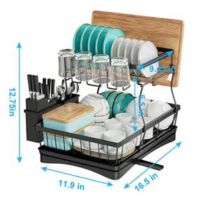 ชั้นวางจานชามในครัวแบบ OEM พร้อมตะกร้าใส่ตะเกียบ ชั้นวางเก็บอุปกรณ์บนโต๊ะอาหารเพื่อการจัดระเบียบที่สะดวก - Product Image 6