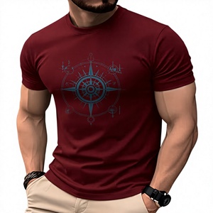 T-shirt 100 % coton pour homme, manches courtes, léger, doux, tricoté, motif géométrique, coupe classique, polyvalent, col basique, décontracté, été - Product Image 6