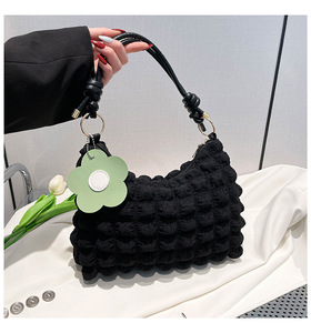 Borsa a <span class=keywords><strong>Tracolla</strong></span> Puff per Studenti 2025 Nuova Moda Sottobraccio Semplice Tote con Fiori Chiusura a Cerniera Fodera in Nylon <span class=keywords><strong>Tracolla</strong></span> Singola - Product Image 6