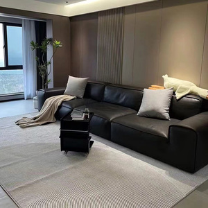 Mobili moderni divano componibile in pelle nera di vacchetta italiana set <span class=keywords><strong>casa</strong></span> di lusso e <span class=keywords><strong>casa</strong></span> divano a 3 posti divani da soggiorno - Product Image 3