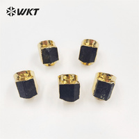 WT-R422 Frauen Schöne Energie Schwarzer Turmalin Stein Ring 18 Karat Echt Vergoldeter Naturstein Breiter Geburtstags geschenk Ring