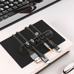 <span class=keywords><strong>Cable</strong></span> de silicona de 5 CANALES, puerto de conector magnético ordenado, enrollador de alambre de escritorio, Clip organizador para gestión de cables electrónicos - Product Image 4