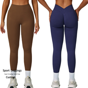 Leggings Deportivos para <span class=keywords><strong>Mujer</strong></span>, Diseño en V en la Espalda, Efecto Push-Up, Sin Costuras, Alta Elasticidad y Compresión, para Gimnasio, 2026 - Product Image 1
