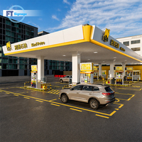 Auvent de station-service en acier sur mesure avec éclairage LED, conception modulaire, panneaux pylon disponibles
