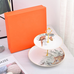 New European Luxury Bone China 2-<b>layer</b> Cake Plate for Afternoon Tea - Product Image 3