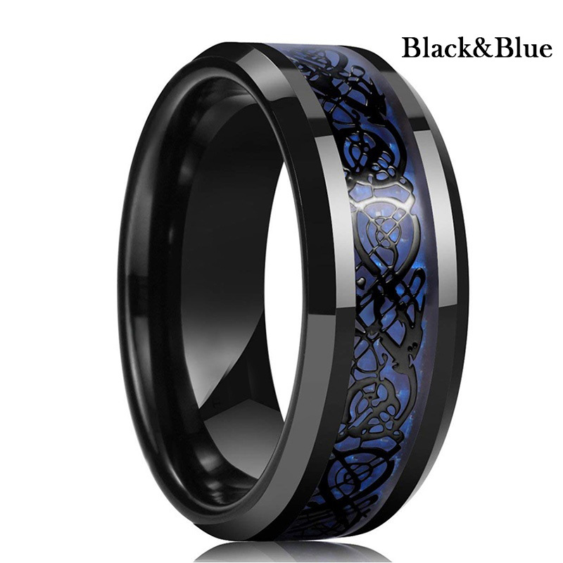 Black ring, blue on black
