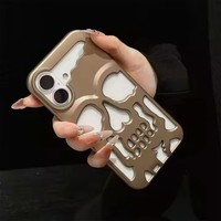 Coque de téléphone créative en forme de crâne squelette avec dissipation thermique pour iPhone 16 15 14 Pro Max, accessoires de téléphone en gros