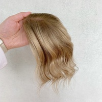Topper de cheveux blonds invisibles en dentelle complète, cheveux humains vierges Remy avec cuticules alignées, nœuds décolorés, pour femmes