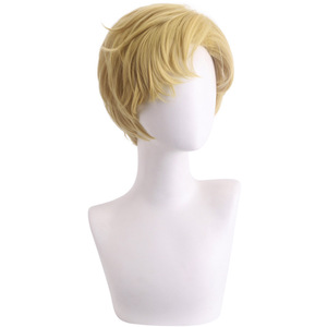 Peluca de Cosplay Ainizi de 28 cm, Corta, Amarillo Oscuro, de Sailor Moon Tenoh <span class=keywords><strong>Haruka</strong></span>, para Hombre - Product Image 3