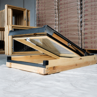 Fenêtre de toit à charnière centrale en aluminium et bois, haut de gamme, en pin massif, pour maison passive, avec micro-ventilation réglable