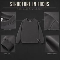 Sweat-shirt col rond jacquard épais 330 g/m² pour homme, tricot double face, coupe oversize, épaules tombantes, style streetwear vintage, vente en gros
