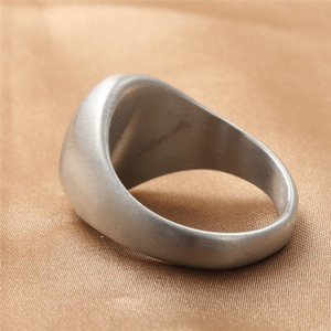 Men's Titanium Steel Oval <b>Ring</b> Silver Retro Punk Style Geometric Jewelry Gift 16035 - Product Image 3