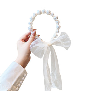 Bandeau avec ruban de perles pour enfants, princesse de corée du sud, <span class=keywords><strong>filet</strong></span>, queue de cheval, nœud papillon, serre-tête pour cheveux - Product Image 5