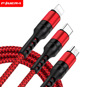 Power4 del teléfono móvil del envío <span class=keywords><strong>gratis</strong></span> cargador de <span class=keywords><strong>Cable</strong></span> 3 en 1 de carga rápida <span class=keywords><strong>Cable</strong></span> de datos Micro USB trenzado de Nylon - Product Image 2