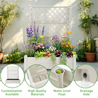 Jardinière surélevée mobile en PP avec treillis réglable, écran d'intimité extérieur polyvalent, bac à plantes pour légumes