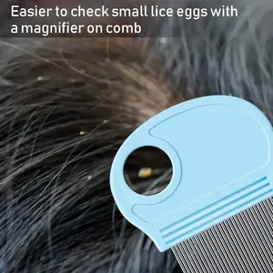 Preço barato Plastic Dog Flea Comb Pet Cabelo Aço Inoxidável Piolhos Tratamento Pente com Lupa