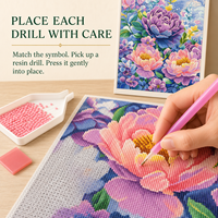 Kit de Peinture Diamant 5D KS Craft Motif Fleur Épanouieuse, Perles Rondes Spéciales, Écologique, Décoration Murale Florale DIY, Cadeau