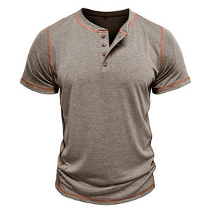 2025 été européen américain hommes couleur unie à manches courtes Henley haut transfrontalier pour <span class=keywords><strong>Amazon</strong></span> T-<span class=keywords><strong>Shirt</strong></span> 240 - Product Image 3