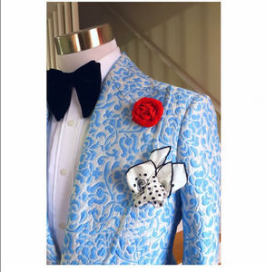 Abito da smoking da <span class=keywords><strong>uomo</strong></span> con stampa blu chiaro e mezza tela personalizzata - Product Image 2