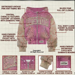 Custom Acid Wash Heavy Weight Oversized Hoodie Mens Rhinestone Patch Embroidery <b>Zip</b> Up Hoodie Vintage Streetwear Hoodie Unisex - Product Image 3