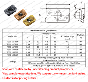 R390-11T308 R390-11T304 R390-11T320 R390-180608 90 ° Vierkante Cnc Blade Wolfraamcarbide Schoudervlak Frezen Inzetstukken - Product Image 6
