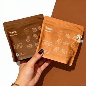 Stand Up <b>Coffee</b> Packaging Bags | Aluminum Foil Zipper Pouches with One Way Valve for <b>Coffee</b> <b>Beans</b> - Product Image 3