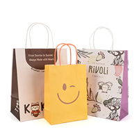 Sacs cadeaux en papier kraft coloré avec logo imprimé personnalisé, sacs de shopping biodégradables pour boutiques, cadeaux, artisanat, emballage de vente au détail