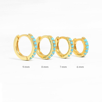 ROXI Nouveauté Boucles d'oreilles tendance en argent sterling S925 de 8 mm avec micro-incrustation de turquoise, bijoux de personnalité