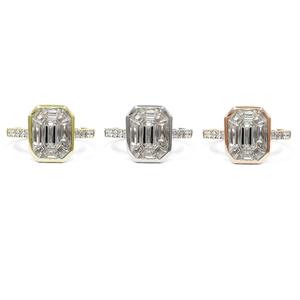Hong Kong Livraison rapide Personnalisé Meilleure qualité 14k Or jaune massif Diamant naturel Octogone Cluster Bagues de fiançailles pour les femmes - Product Image 4