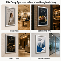 Bingkai Poster Aluminium Snap Frame Bukaan Depan A1 A2 A3 A4 Bingkai Foto Tempel Dinding Custom OEM ODM
