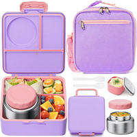 Boîte à lunch isotherme chauffante sans BPA, design esthétique pour adolescents, compatible avec les sacs à dos, étanche, 4 compartiments, en carton