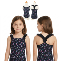 Maillot de bain deux pièces pour filles à imprimé floral en spandex/nylon, protection UV, bretelles à volants, séchage rapide, respirant, service OEM, directement de l'usine