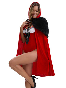 Combinaison sexy sans bretelles <span class=keywords><strong>de</strong></span> Noël avec cape en velours, costume <span class=keywords><strong>de</strong></span> cosplay, tenue <span class=keywords><strong>de</strong></span> fête, <span class=keywords><strong>de</strong></span> club, <span class=keywords><strong>de</strong></span> danse, <span class=keywords><strong>de</strong></span> scène, <span class=keywords><strong>de</strong></span> <span class=keywords><strong>festival</strong></span> - Product Image 4