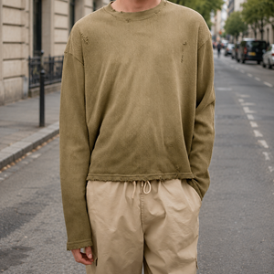 Maglietta da Uomo 100% Cotone, Manica Lunga, Oversize, alla <span class=keywords><strong>Moda</strong></span>, ACB, Tinta Unita, Sottile - Product Image 1