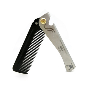 Ventes directes d'usine logo <span class=keywords><strong>laser</strong></span> couleur personnalisé 304 peigne à cheveux en acier peigne à <span class=keywords><strong>barbe</strong></span> pliant peigne de poche portable - Product Image 2