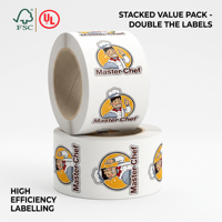 Étiquettes autocollantes pour contenants alimentaires à emporter, rouleau de logo de dessin animé Master Chef, autocollants en vinyle résistants à l'huile pour boîtes de préparation de repas