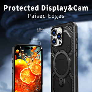 Armor TPU Chân Đế Từ Tính Sạc Không Dây Chống Sốc Cover Quay Lại Cho <span class=keywords><strong>iPhone</strong></span> 16e 15 14 13 16 Pro Max Đen Điện Thoại Trường Hợp - Product Image 6